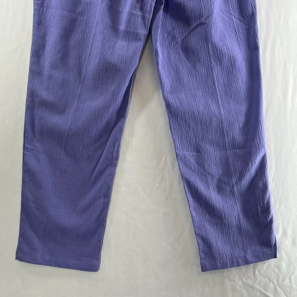 Appleseeds Crinkle Gauze Pull On Pants Womens 12P Elastic Waist High Rise Purple - Picture 6 of 10